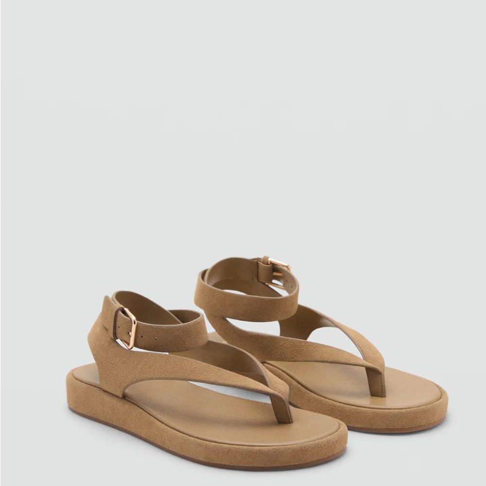 Mango Tan Strappy Sandals